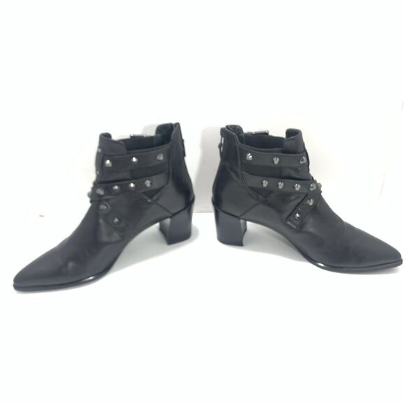 Stuart Weitzman Black Leather Studded Strap Bootcamp Ankle Boots Size 9 - Picture 14 of 16